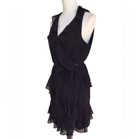 Guess Ruffle Polka Dot Wrap Dress Size Medium - Picture 2 of 6